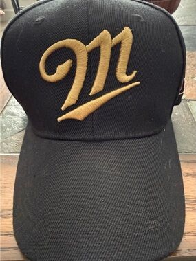 NBA Black Cap with Gold Miller Script and NBA Logo